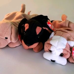 Vintage Beanie Babies - Fetch, Doby, Wrinkles